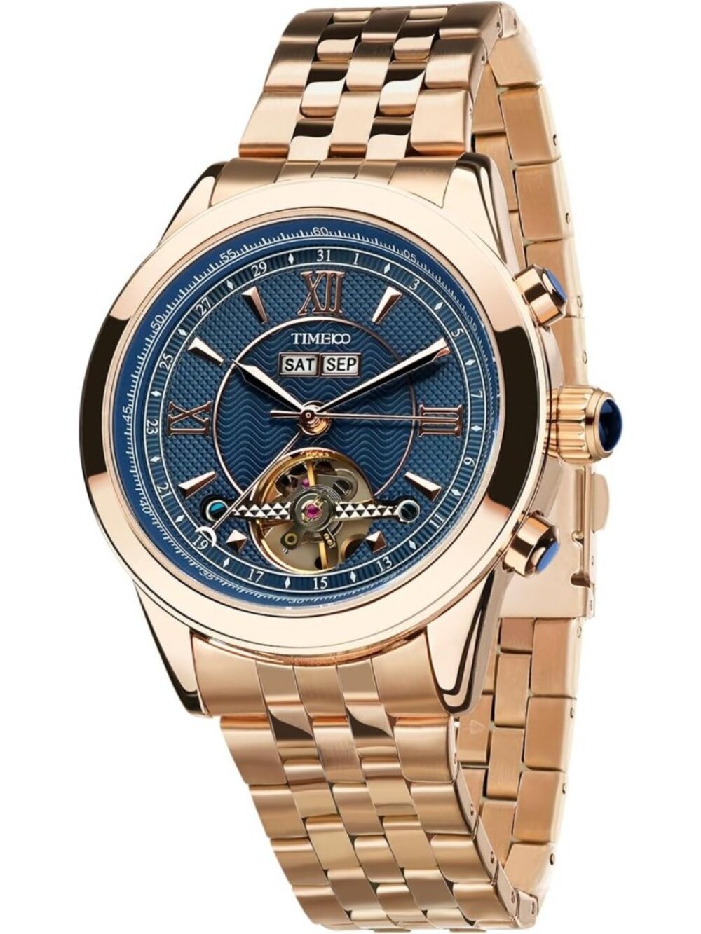 Classic Men's Automatic Self-Winding Mechanical Watch, Skeleton Dial, Stainless